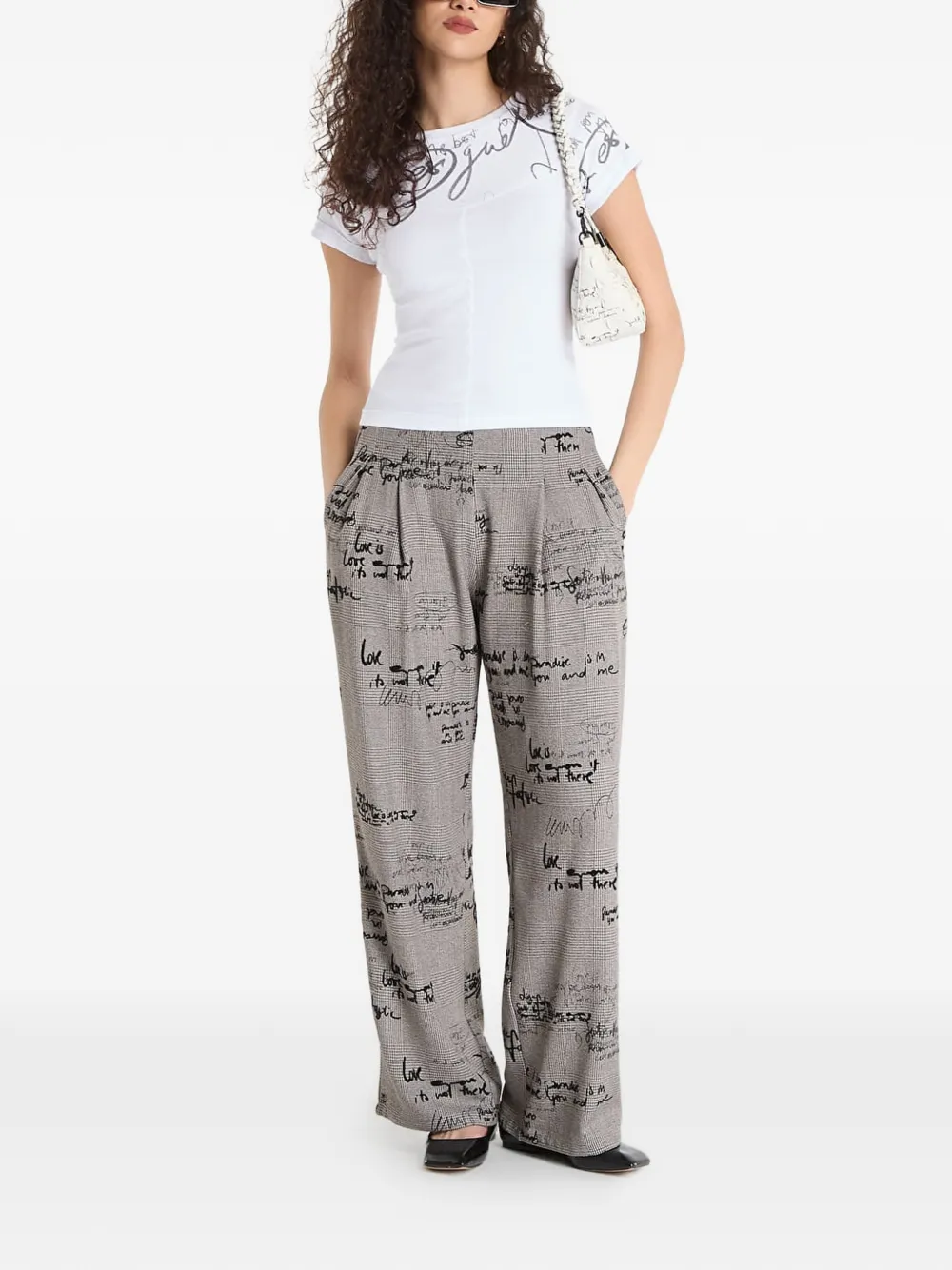 Desigual Geribbeld T-shirt met print Wit