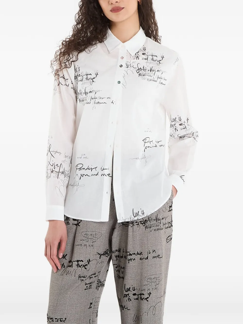 Desigual Paradise handwritten-print shirt - Bianco