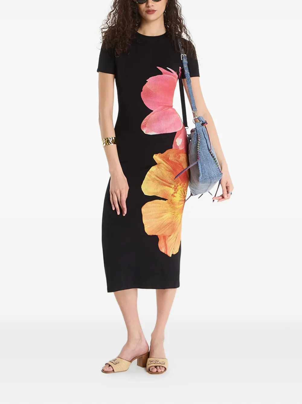 Desigual floral-print midi dress - Nero