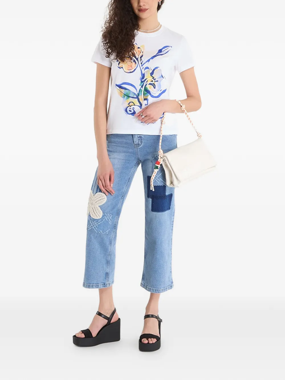 Desigual T-shirt met bloemenprint Wit