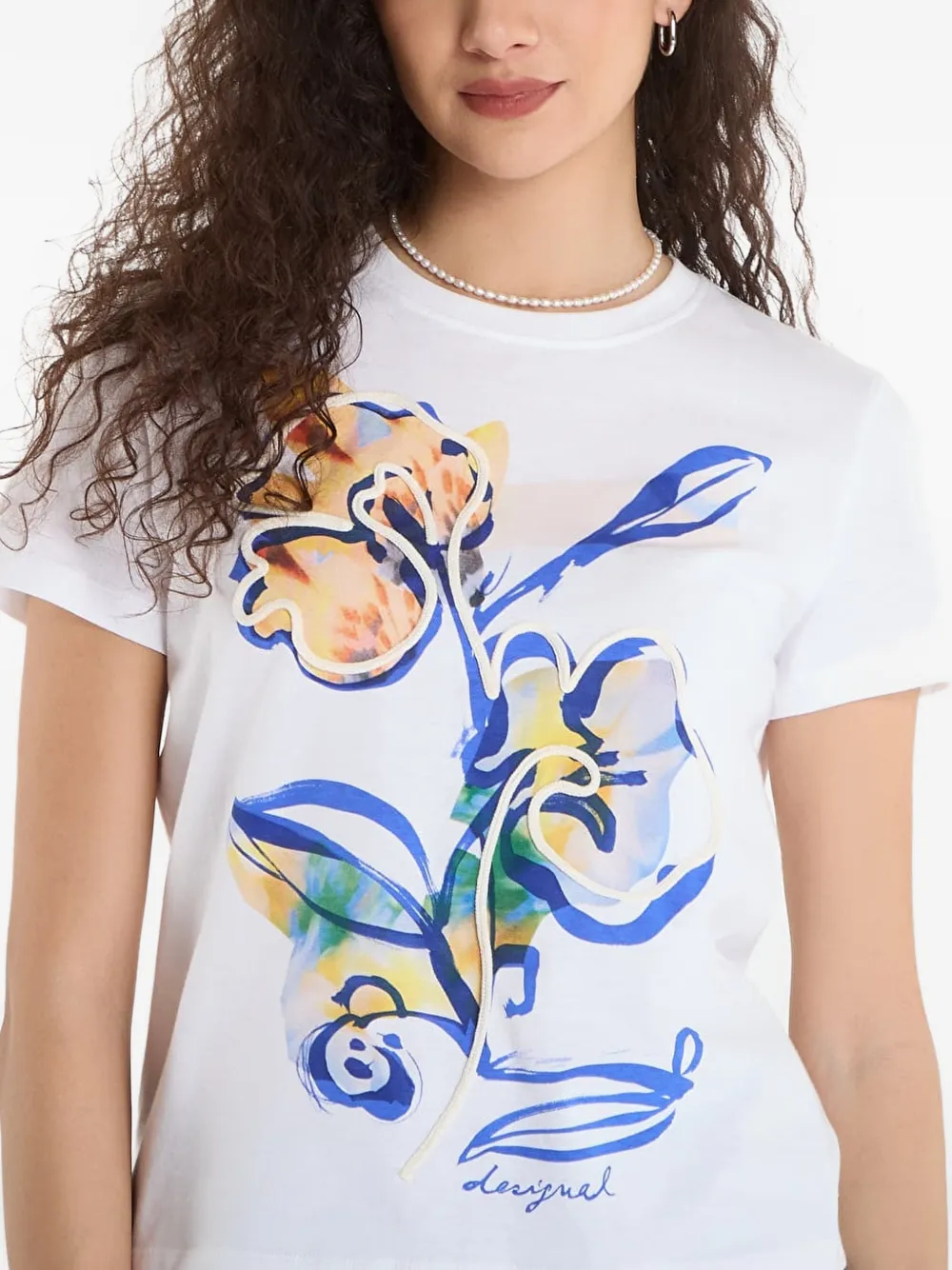 Desigual T-shirt met bloemenprint Wit