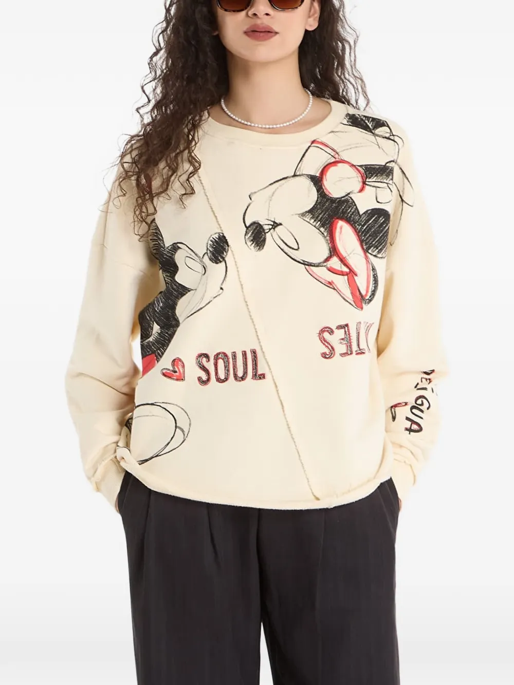 Desigual x Mickey and Minnie Mouse graphic-print sweatshirt - Toni neutri