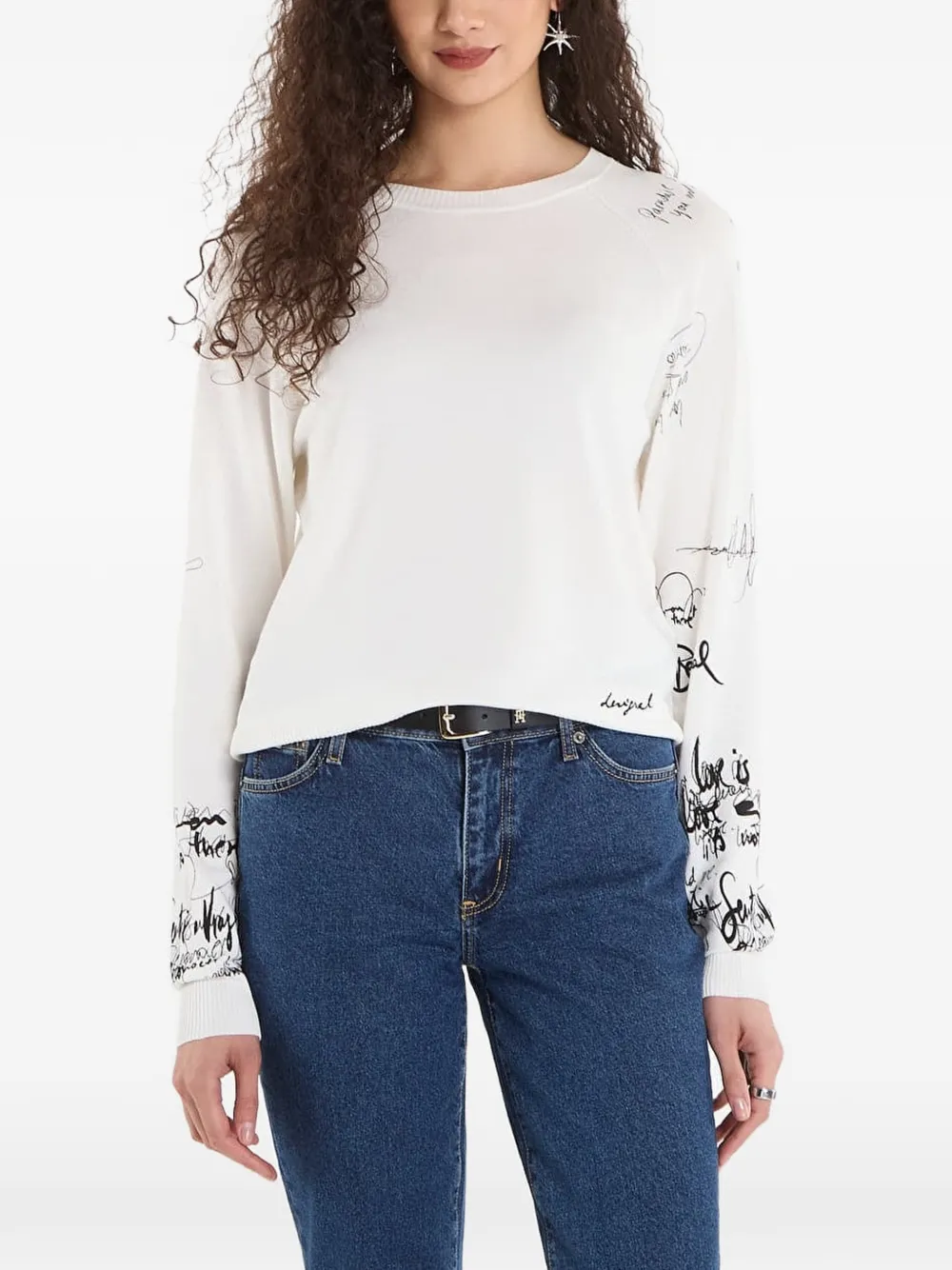 Desigual scribble-print sweater - Bianco