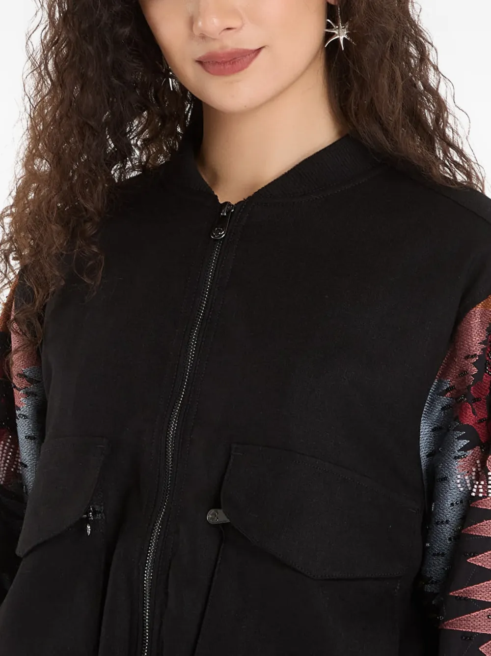 Desigual zip-fastening pocket jacket Zwart