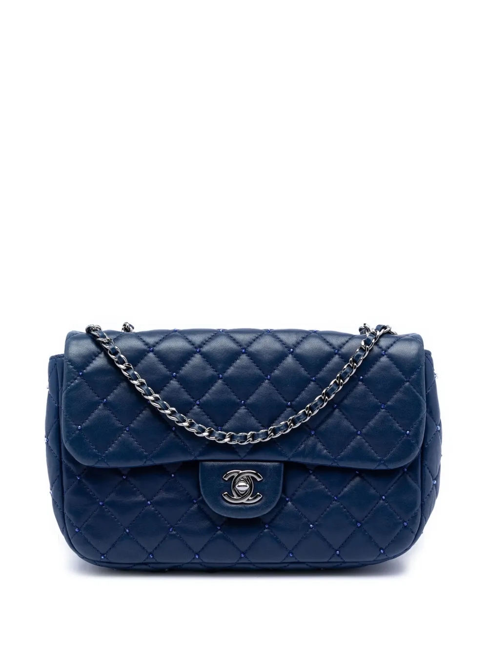 CHANEL Pre-Owned 2012-2013 Small Quilted Lambskin Beaded Single Flap shoulder bag - Blu