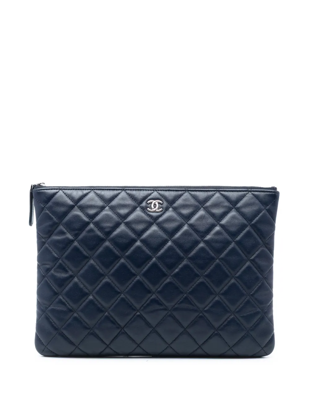 CHANEL Pre-Owned 2019 Medium Quilted Lambskin O Case clutch bag - Blu