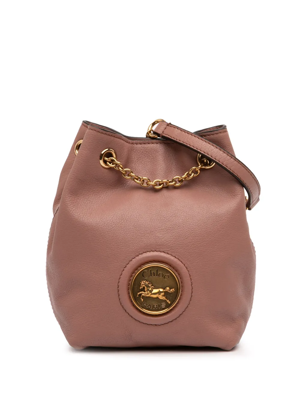 Chloé Pre-Owned 2026 Mini Buffalo Leather Horse Medal bucket bag - Rosa