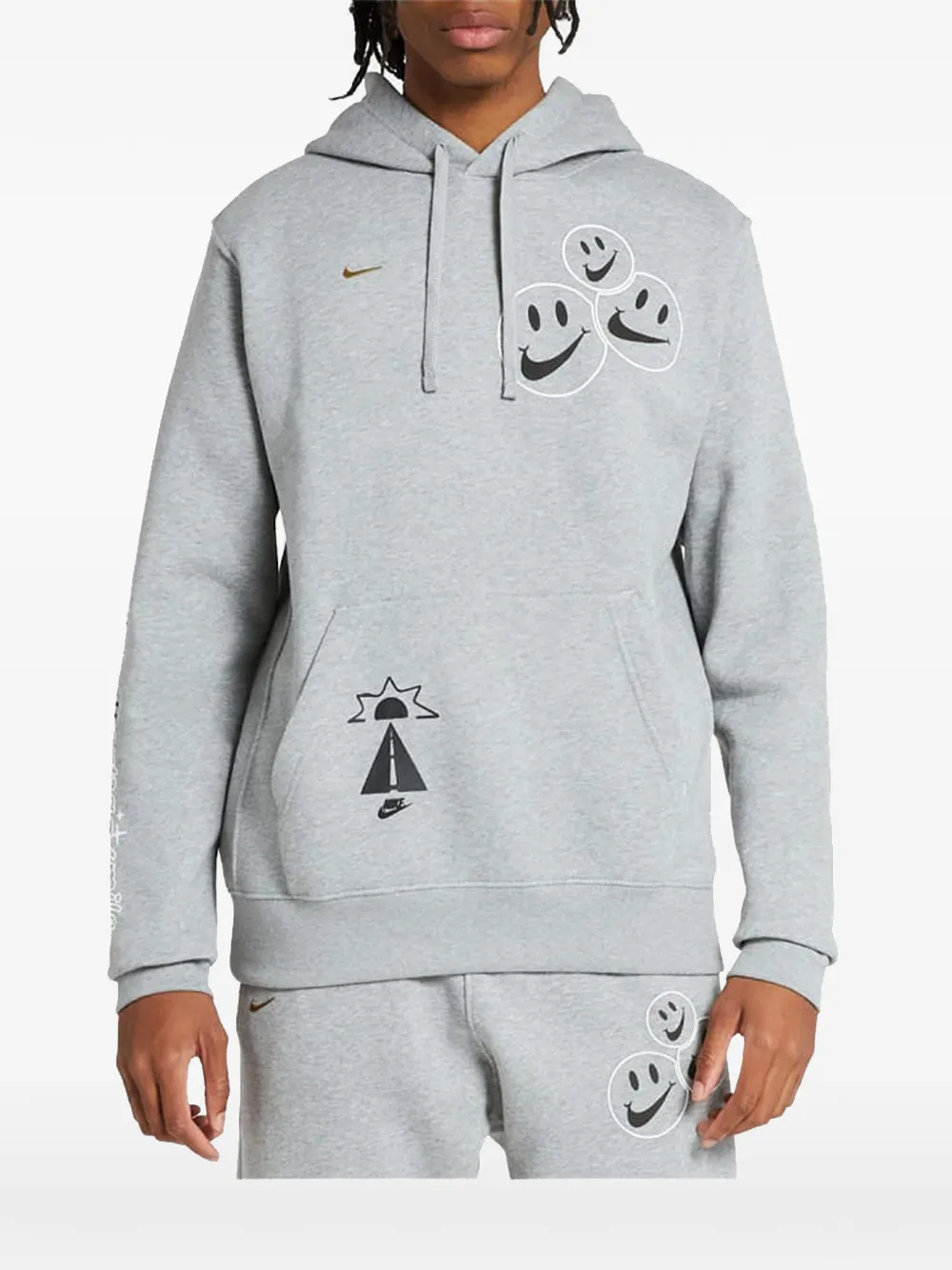 Nike Club Smile graphic-print hoodie - Grau