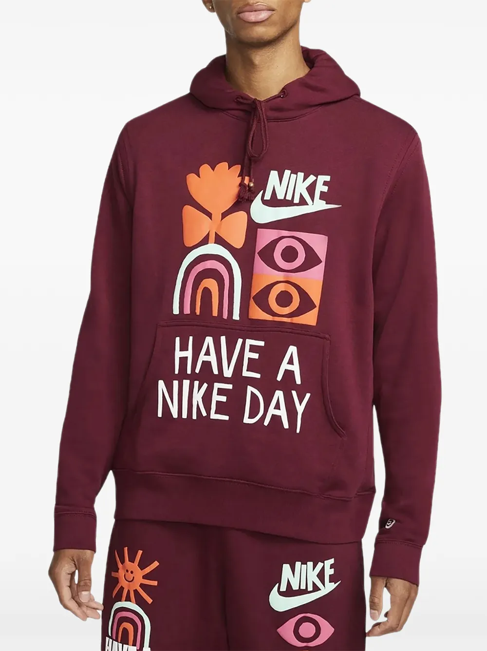 Nike graphic-print drawstring hoodie - Rot