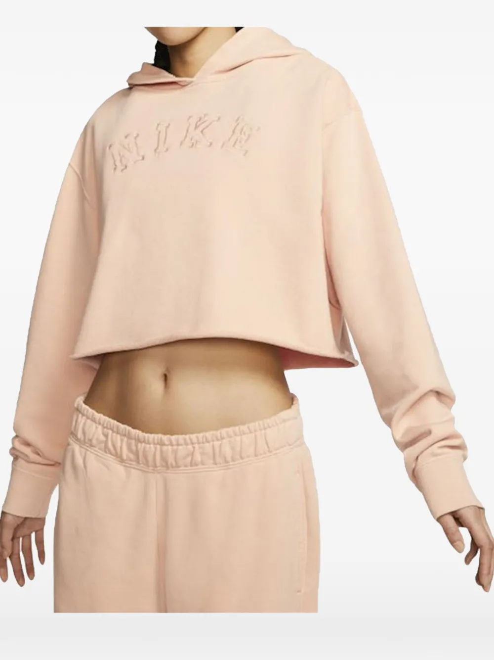 Nike washed-effect cropped hoodie - Rosa