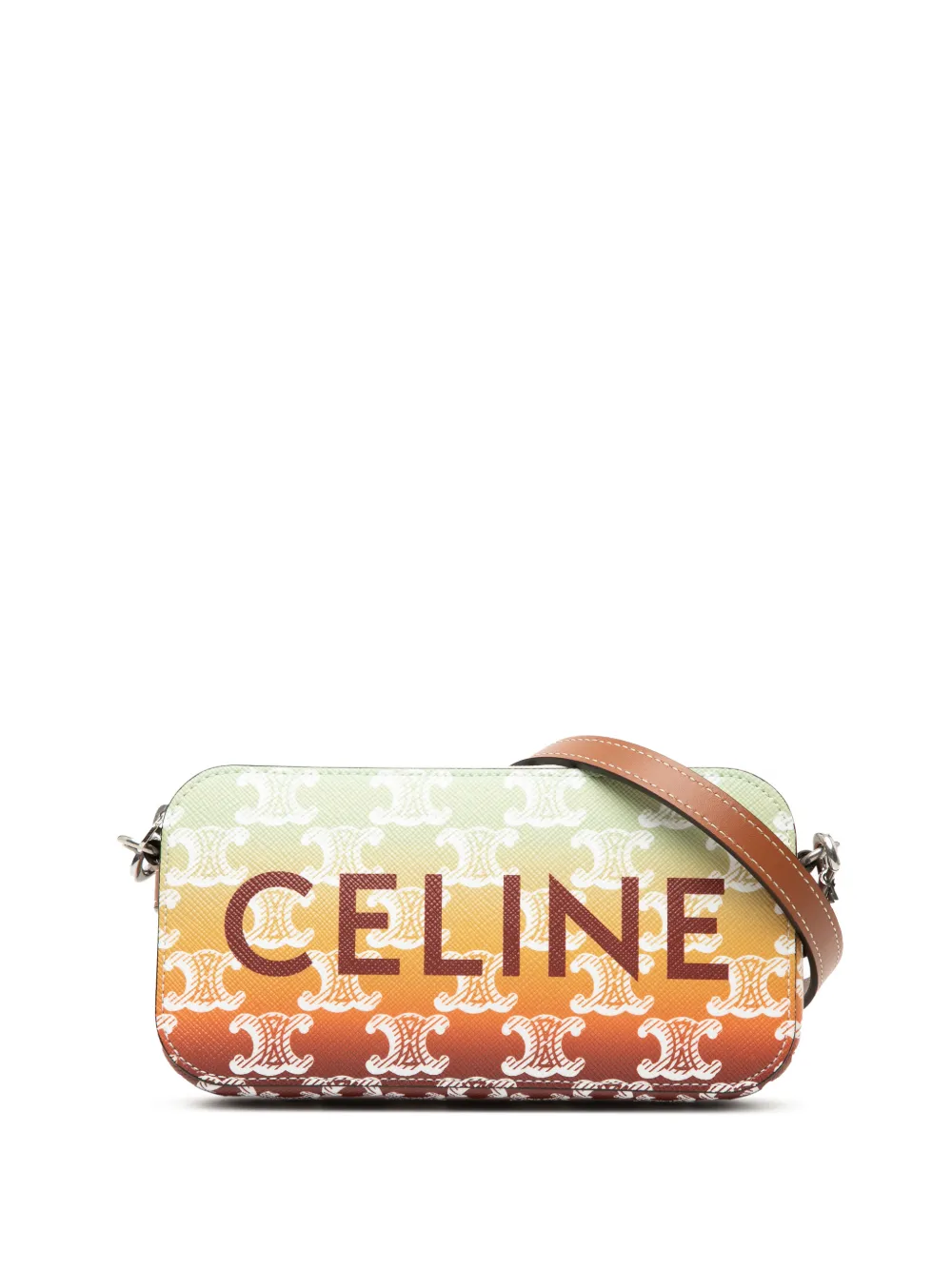 Celine Pre-Owned 2024 Triomphe Coated Canvas Sunset Logo Horizontal Pouch crossbody bag - Marrone