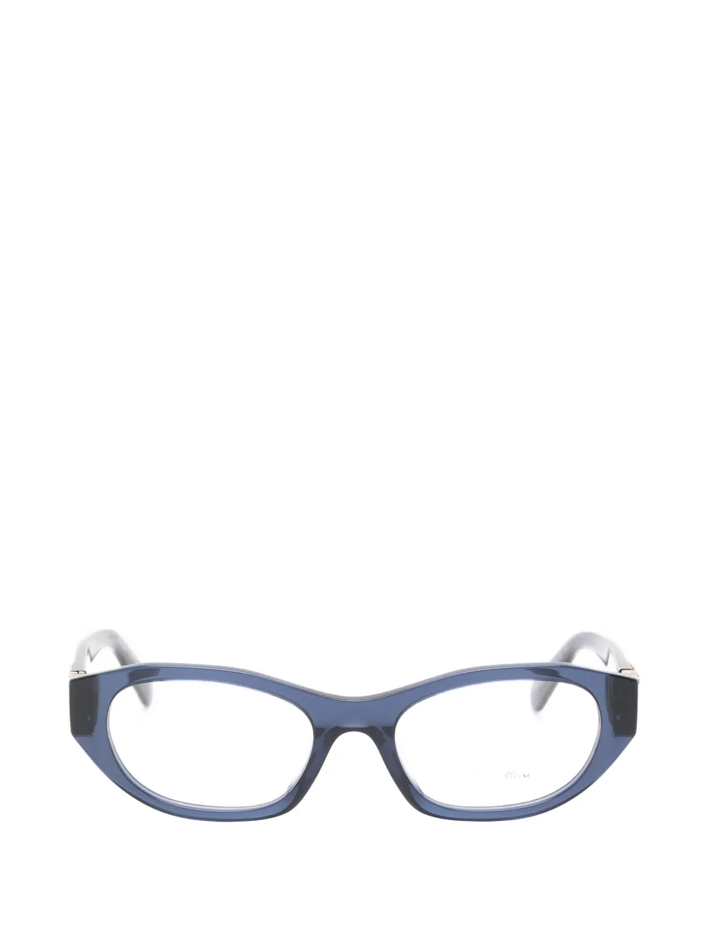 Miu Miu Logo-plaque Glasses In Blue