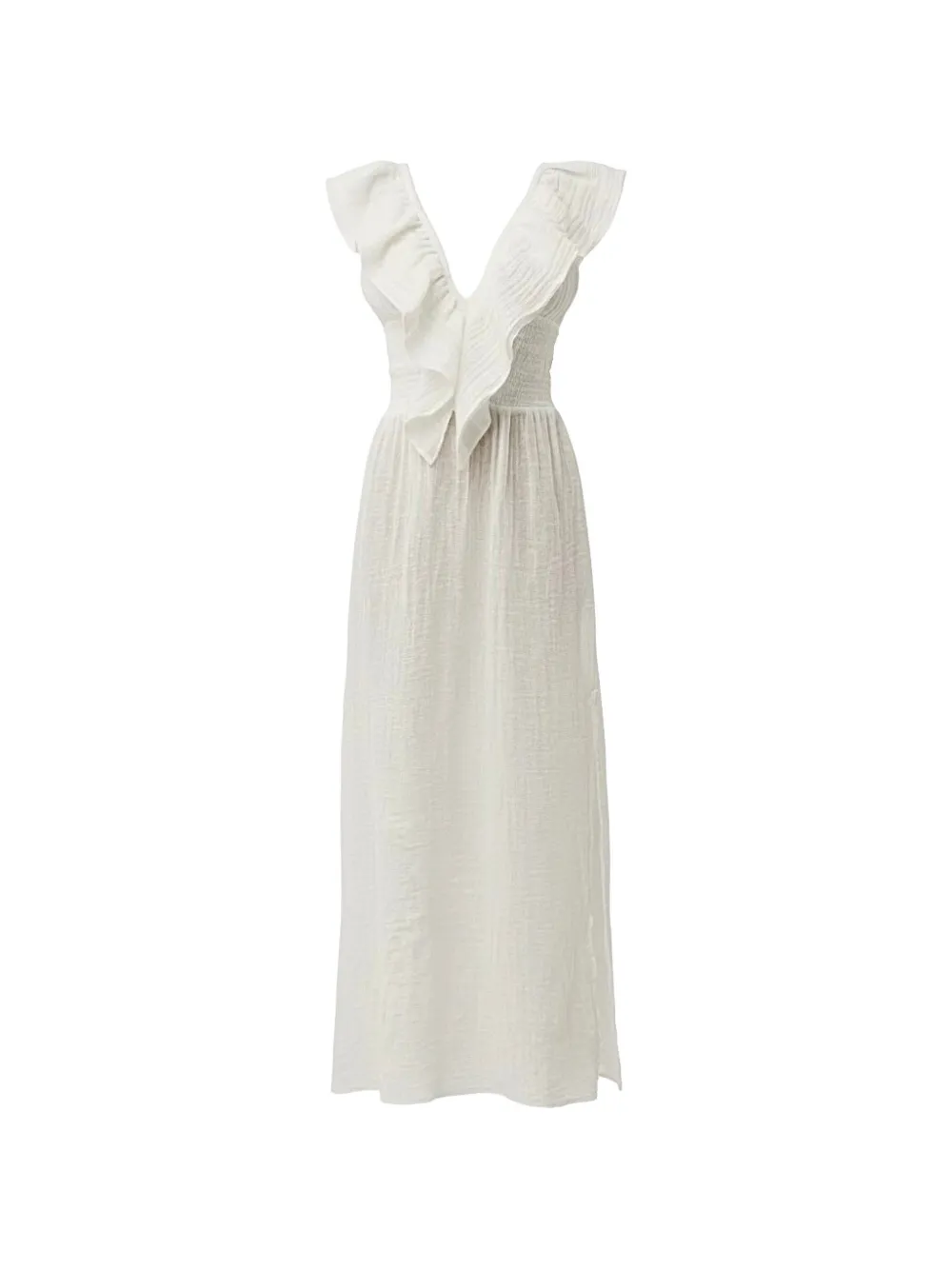 SOFIA ERHAN ruffled crinkled maxi dress - Bianco