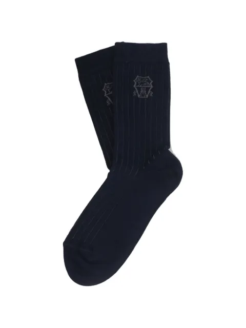 Brunello Cucinelli logo-embroidered ribbed socks