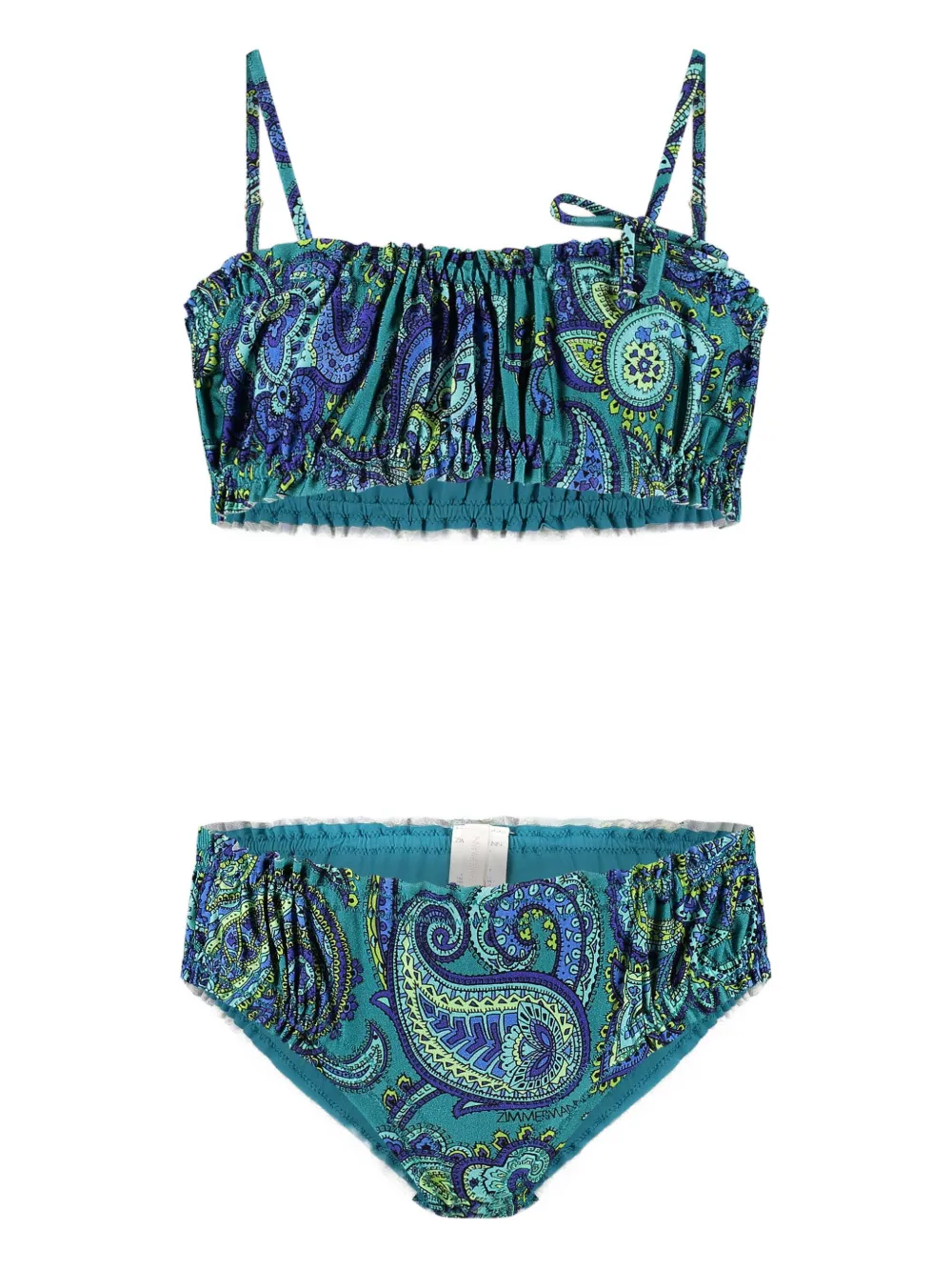 ZIMMERMANN Kids paisley-print ruffled bikini - Blu