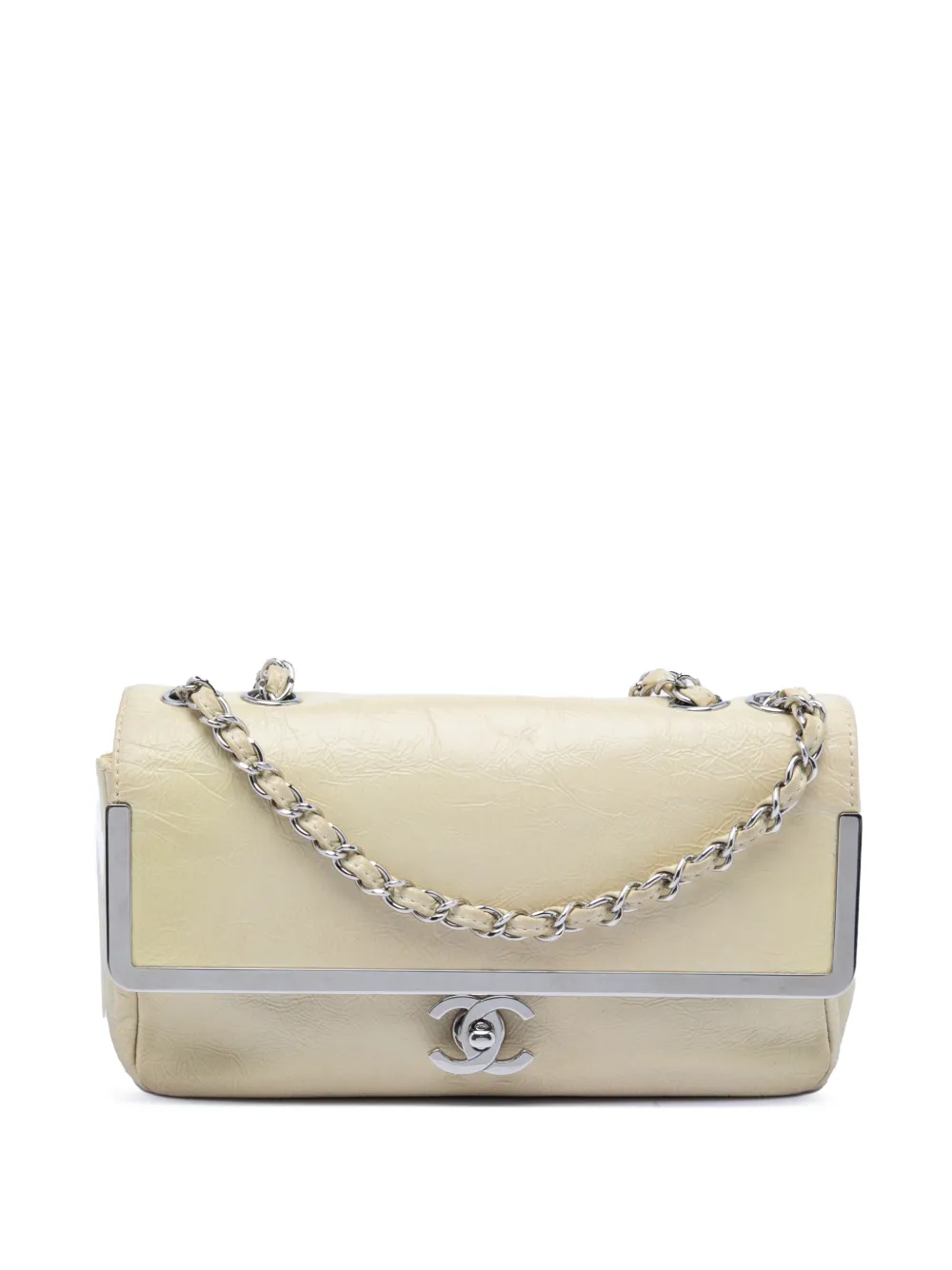 CHANEL Pre-Owned 2006-2008 Small Distressed Patent Frame Single Flap shoulder bag - Marrone