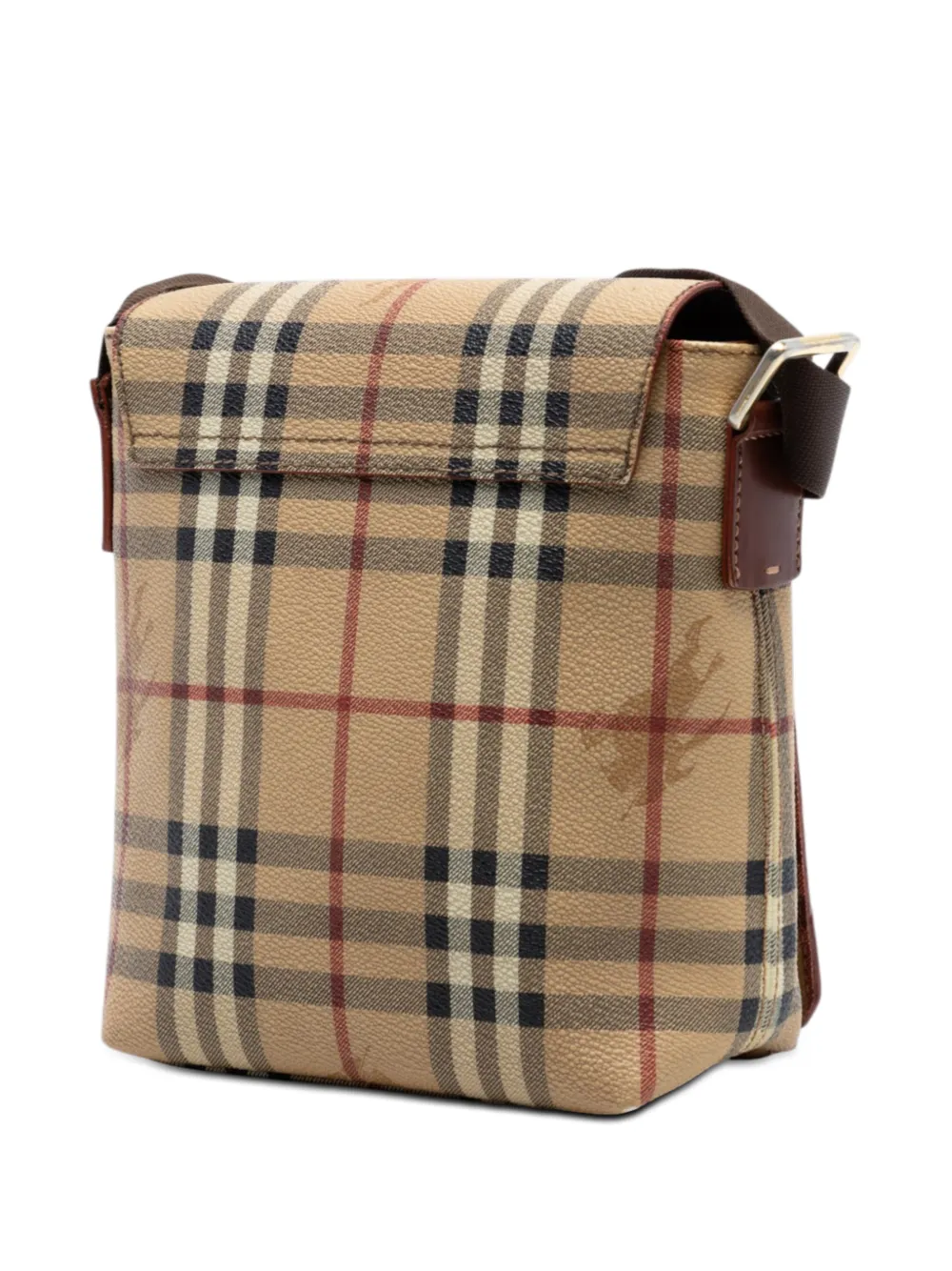  Burberry Pre-owned Borsa A Tracolla In Tela Cerata Con Motivo Haymarket Check E Battente 2000-2017 - Toni Neutri 