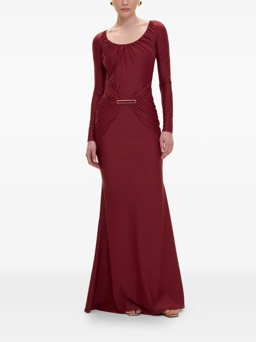 V:PM ATELIER Delia maxi-jurk met gesmockt detail Rood
