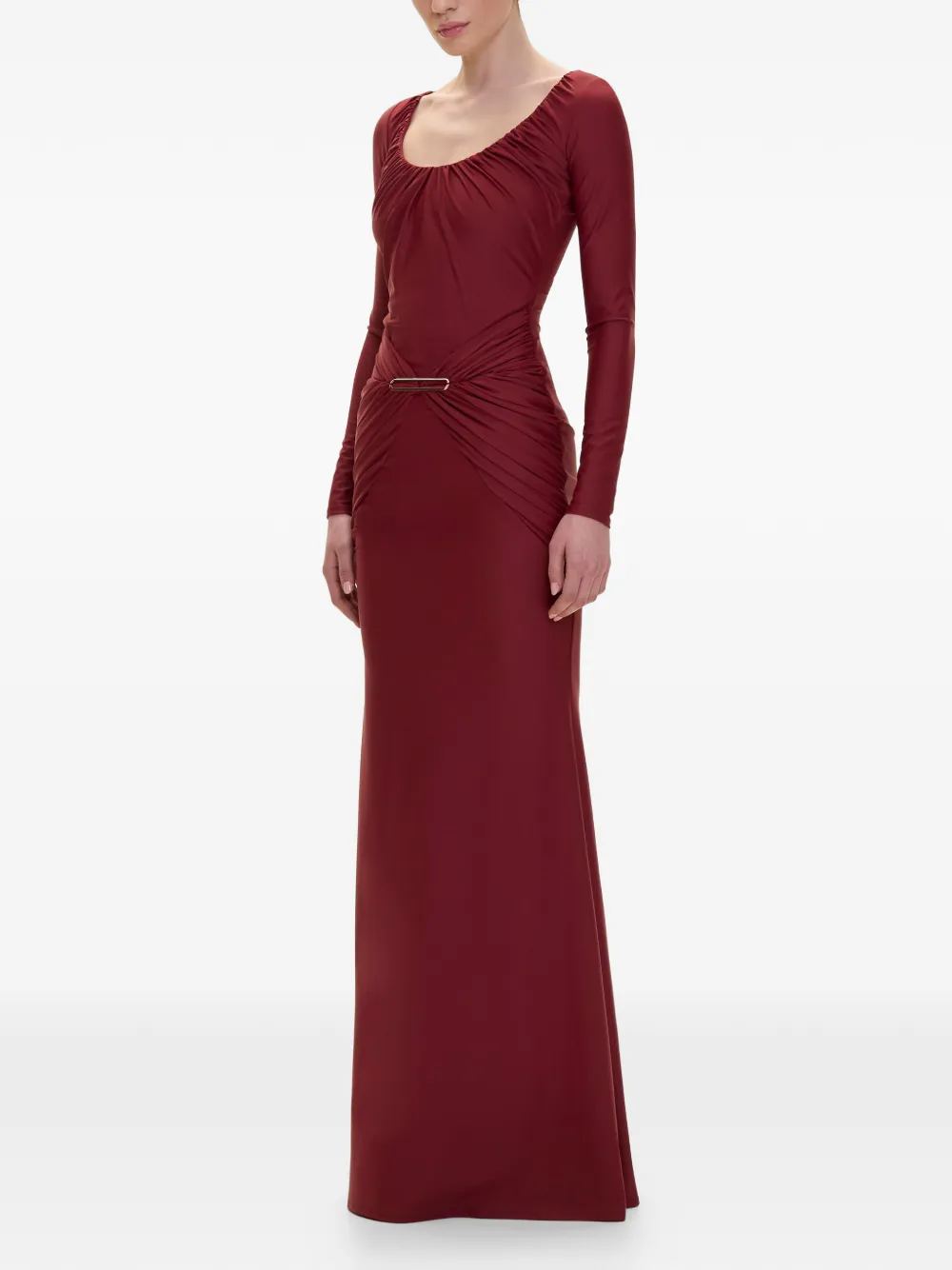 V:PM ATELIER Delia maxi-jurk met gesmockt detail Rood