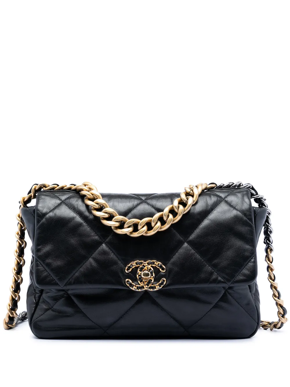 CHANEL Pre-Owned 2019 Large Lambskin 19 Flap satchel - Nero