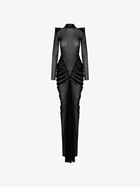 V:PM ATELIER Stella sheer ruched-detail maxi dress