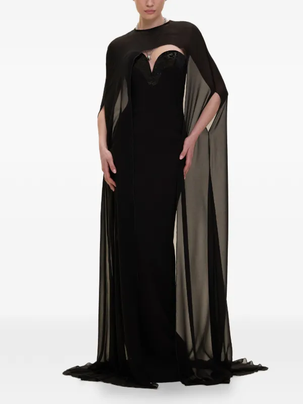 long dress with cape overlay V:pm Atelier Sindel Cape-overlay Maxi Dress