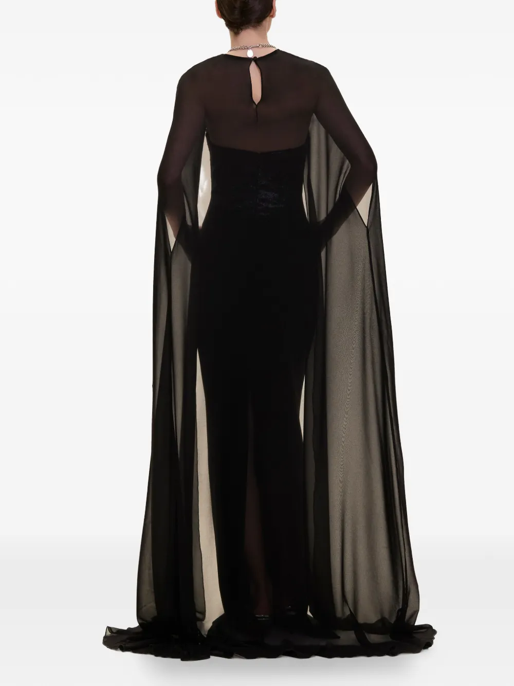 V:PM ATELIER Sindel maxi-jurk met cape Zwart