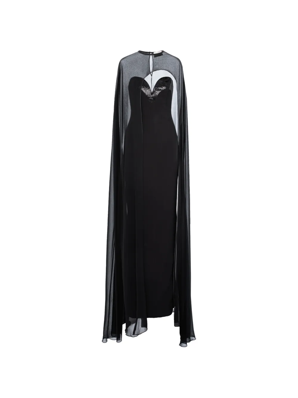 V:PM ATELIER Sindel cape-overlay maxi dress - Nero