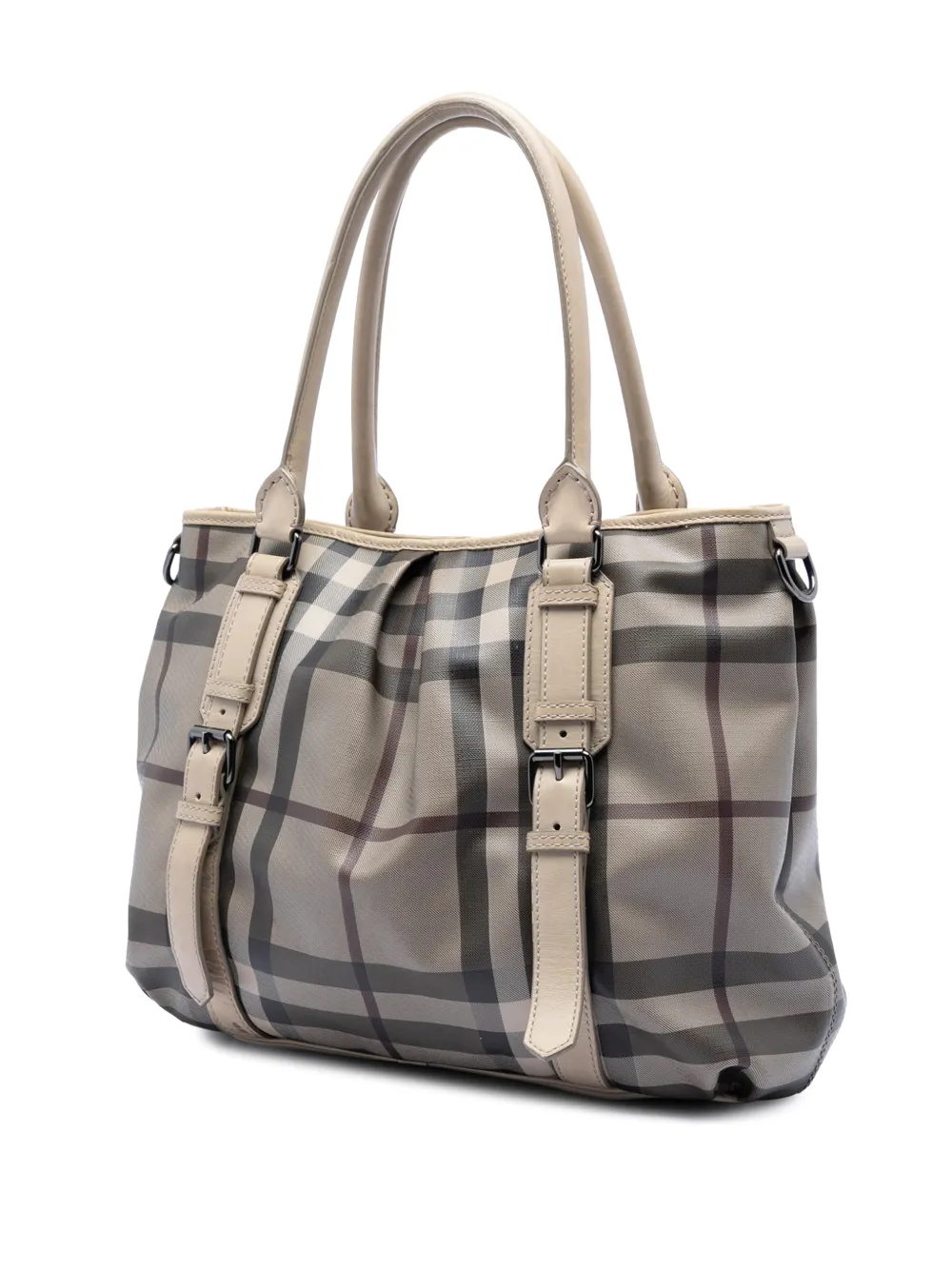  Burberry Pre-owned Borsa A Tracolla Northfield In Tela Cerata Con Motivo Smoke Check 2000-2017 - Grigio 