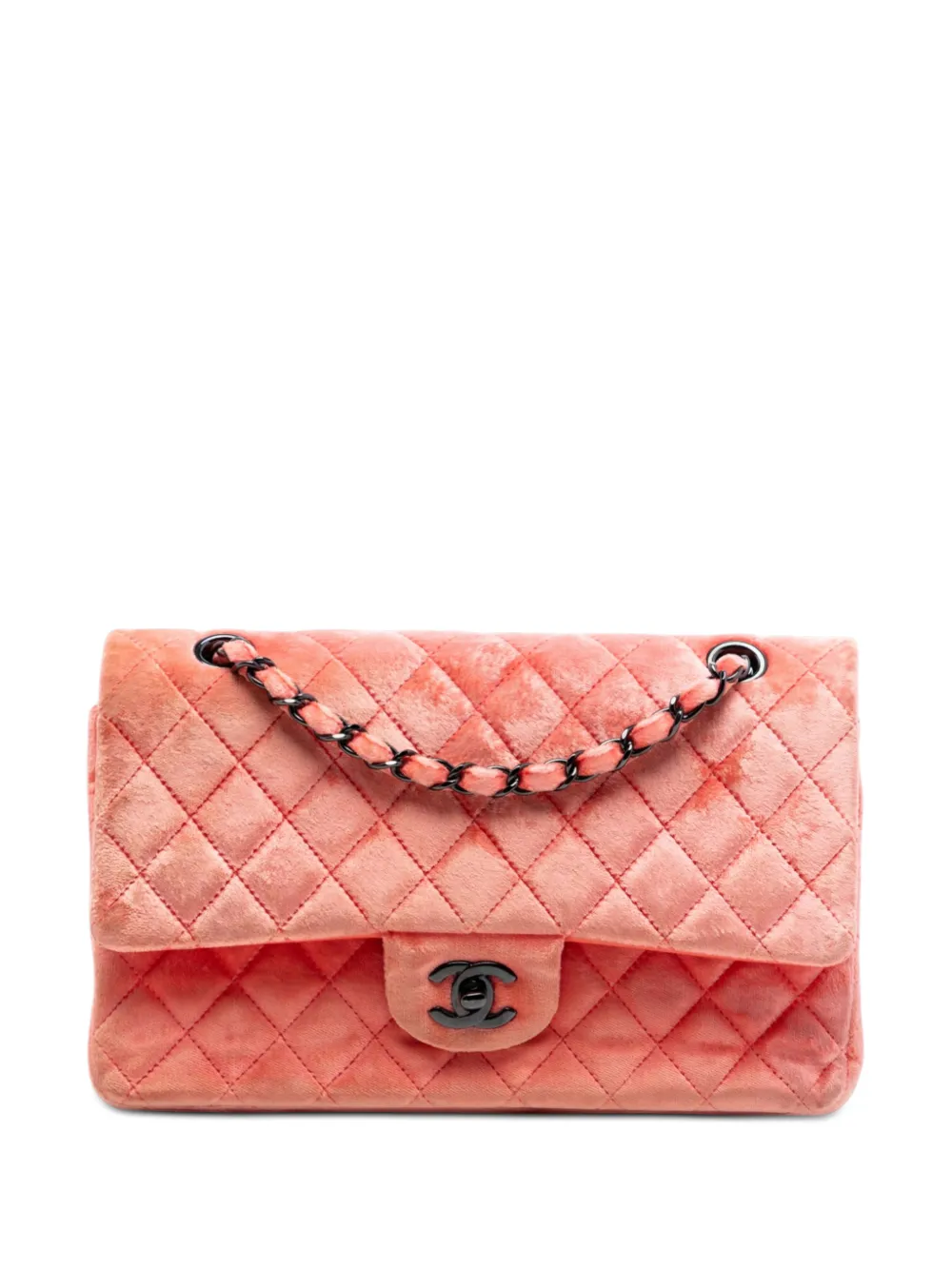 CHANEL Pre-Owned 2014-2015 Medium Classic Velvet Double Flap shoulder bag - Rosa