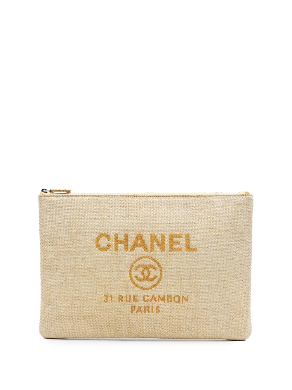 CHANEL Pre-Owned 2014 Large Raffia Deauville O Case clutch bag - Giallo