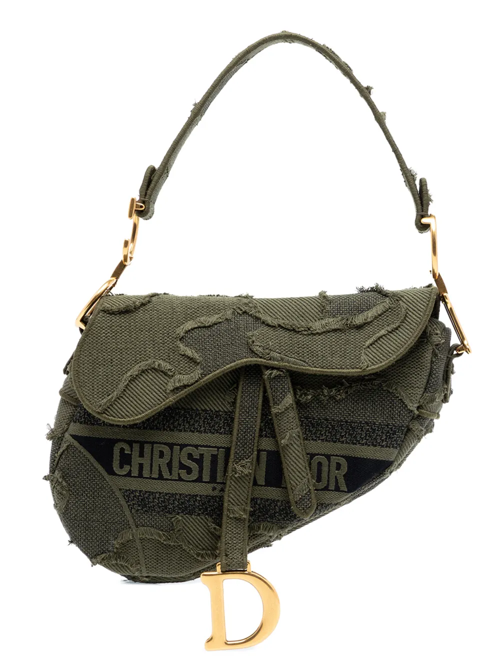 Christian Dior Pre-Owned 2019 Canvas Embroidered Camouflage Saddle Bag shoulder bag - Verde