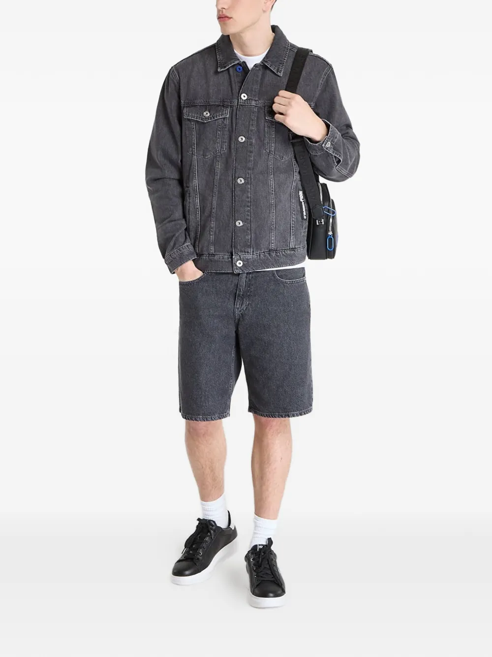 Karl Lagerfeld Jeans Denim jack met logopatch Grijs