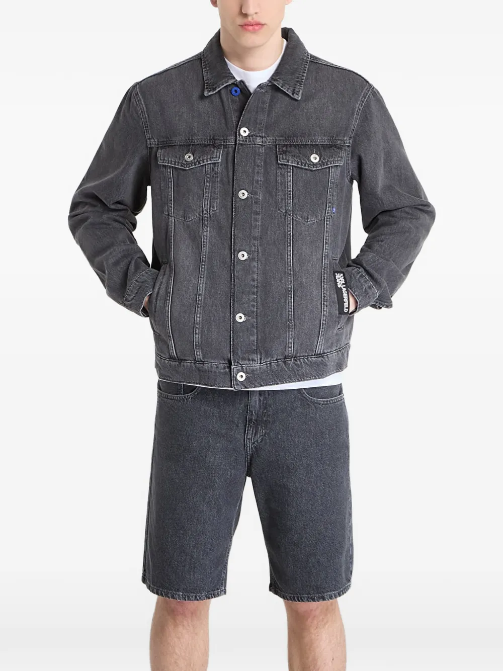 Karl Lagerfeld Jeans regular-fit logo-patch denim jacket - Grau