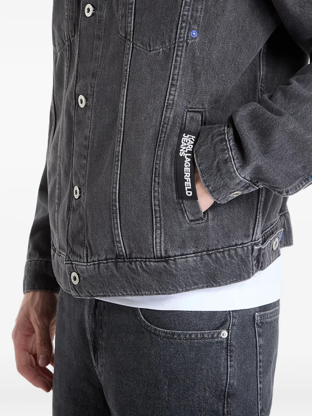 Karl Lagerfeld Jeans Denim jack met logopatch Grijs