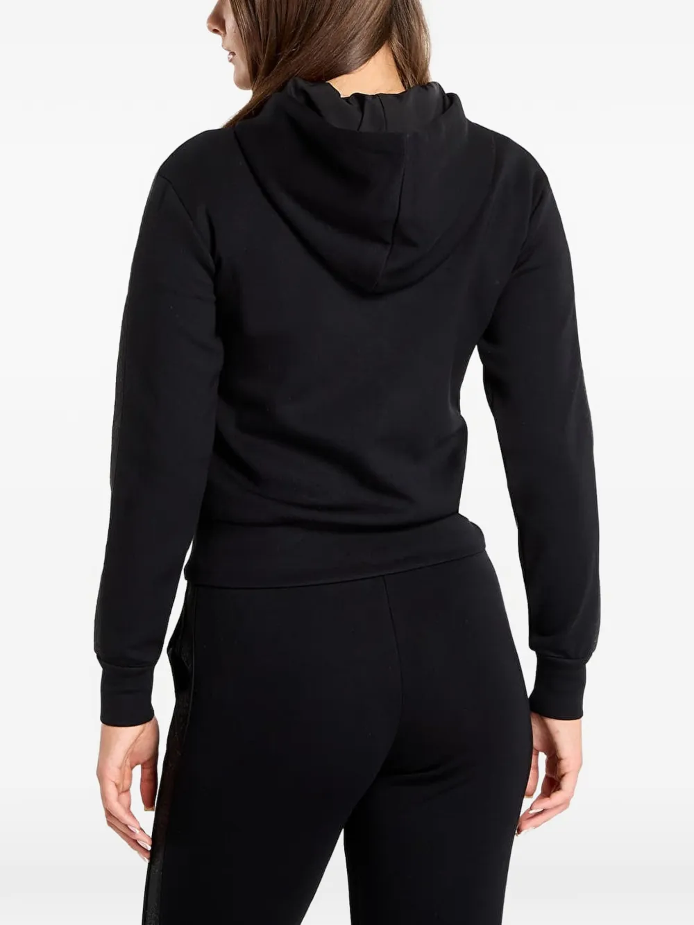 GUESS USA Hoodie met logoband en rits Zwart