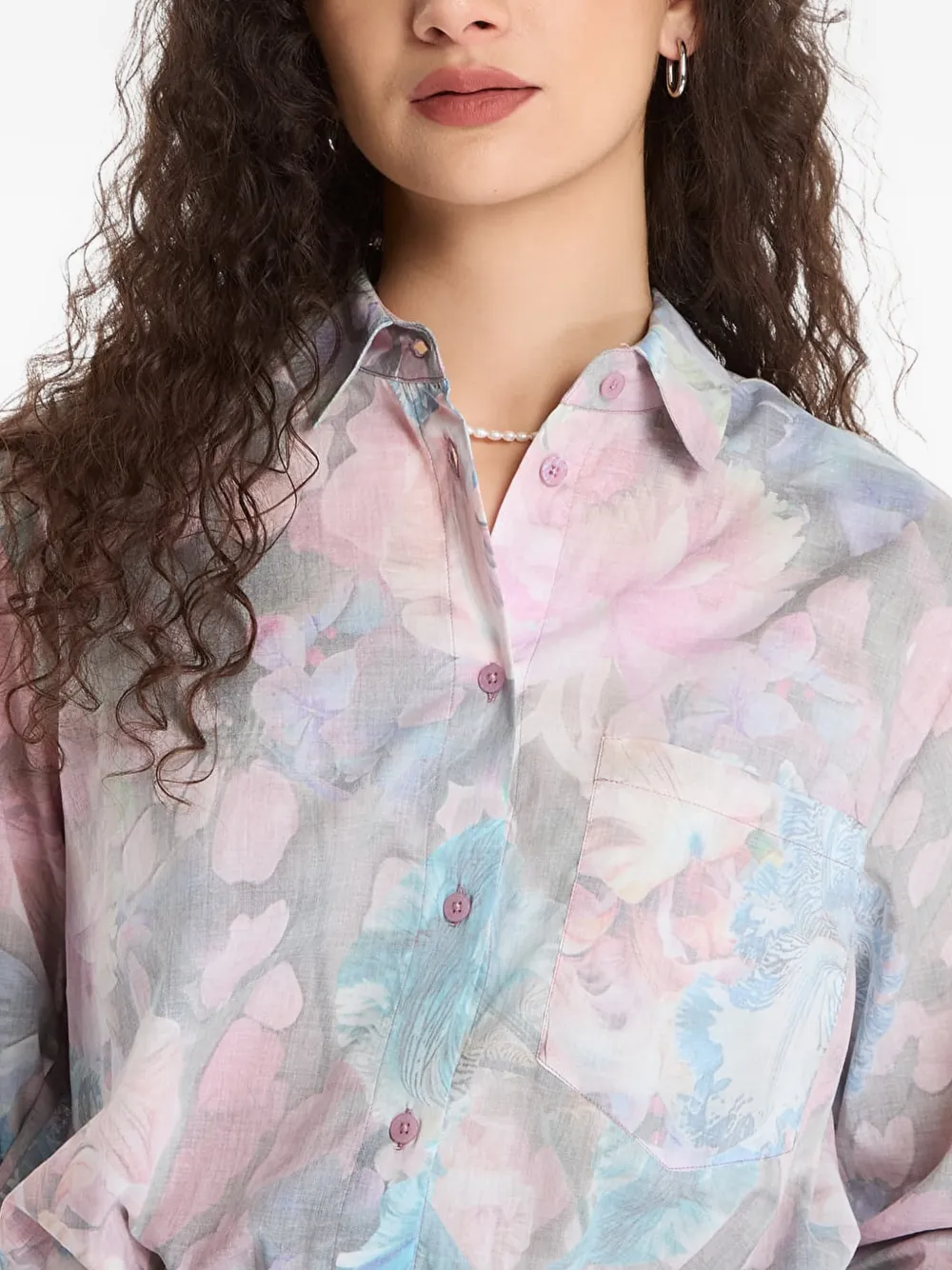 Desigual Blouse met bloemenprint Grijs