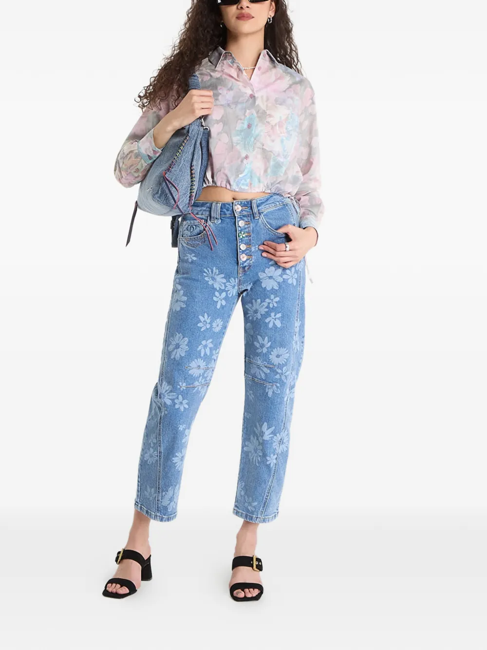 Desigual Blouse met bloemenprint Grijs