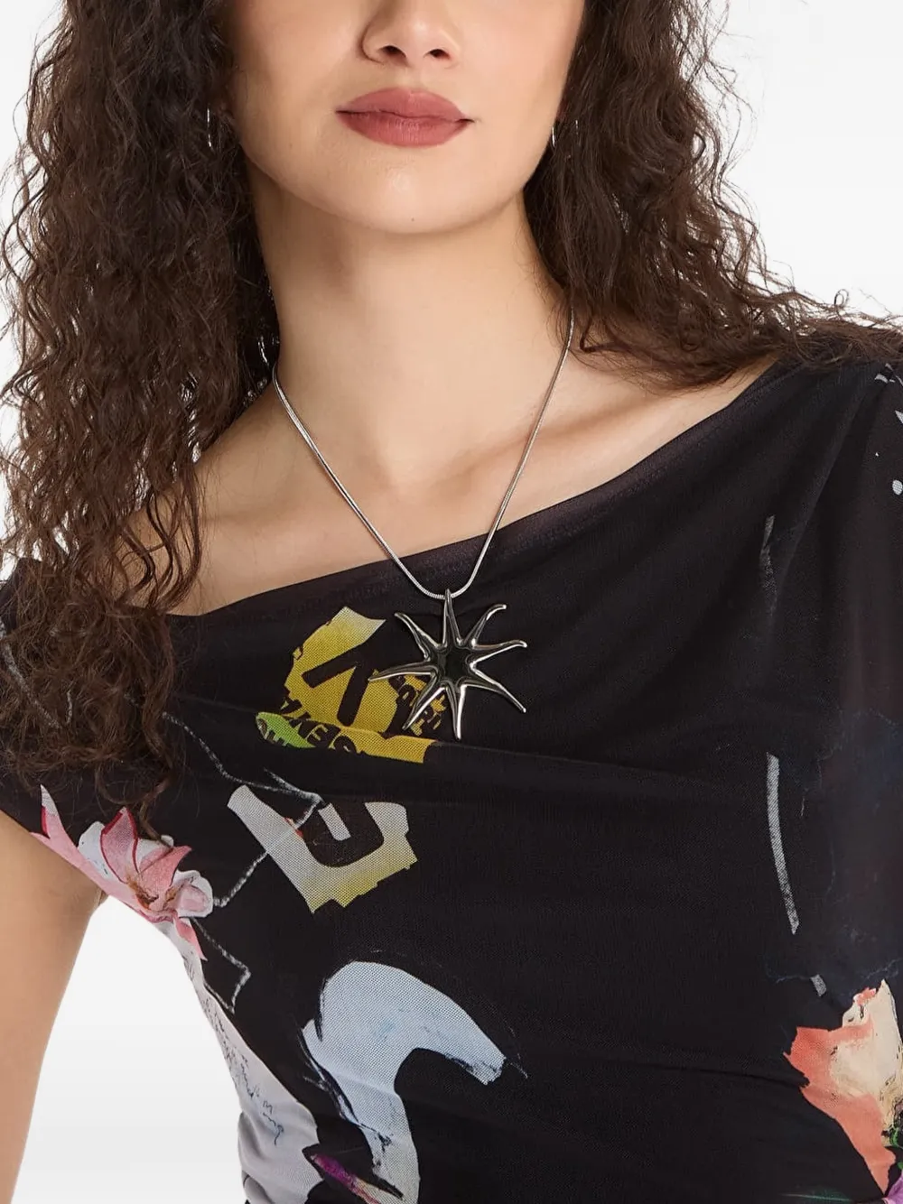 Desigual Collage midi-jurk met grafische print Zwart