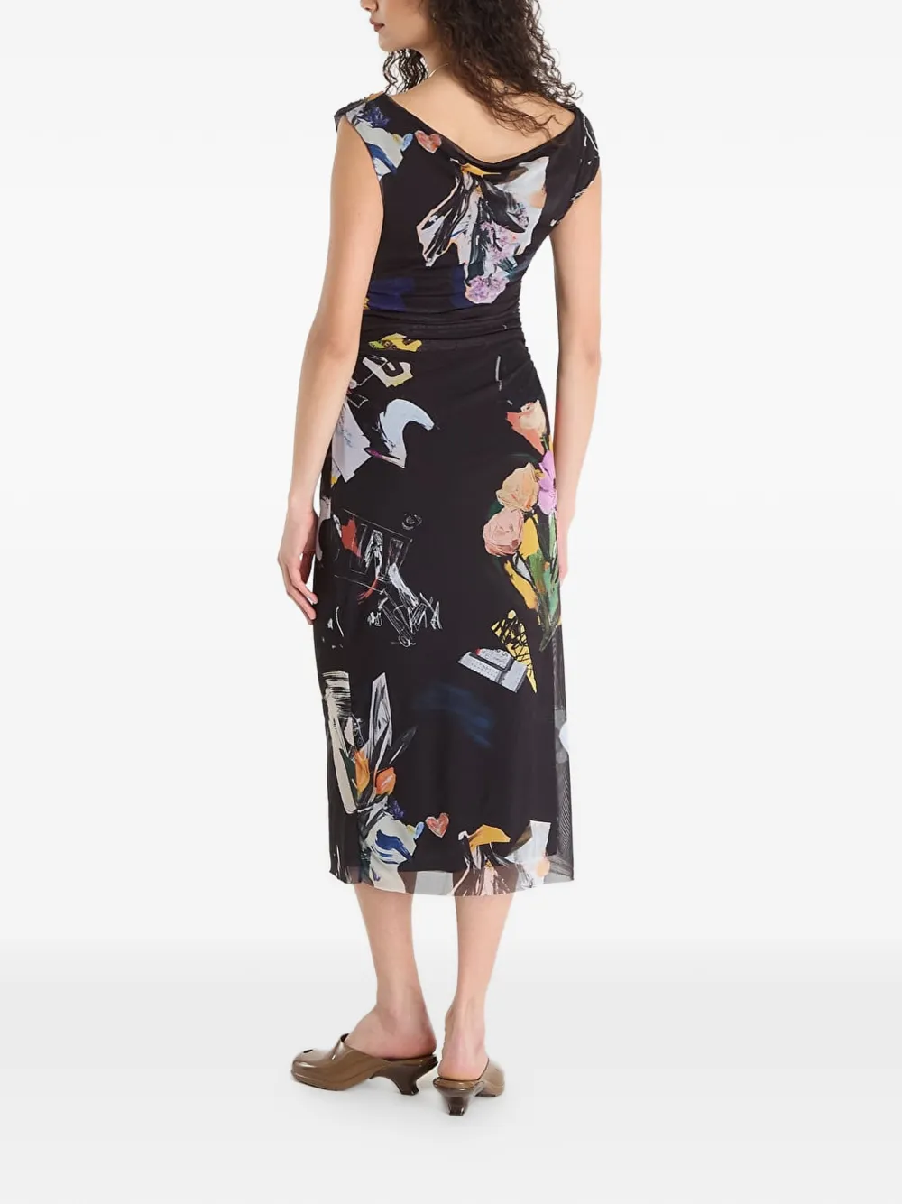 Desigual Collage midi-jurk met grafische print Zwart