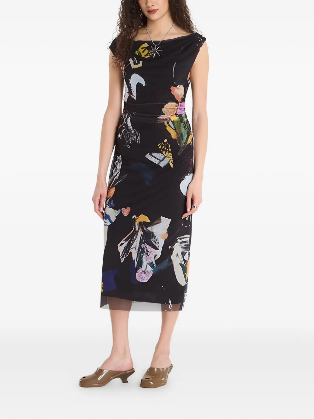 Desigual Collage graphic-print midi dress - Nero