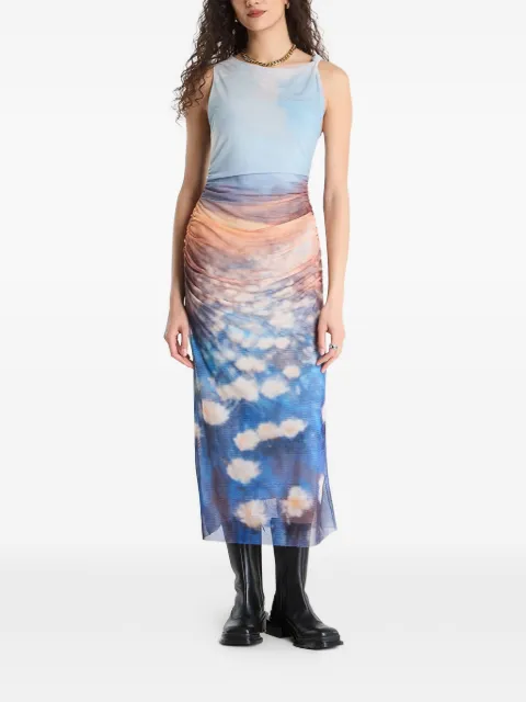 Desigual cloud-print ruched dress