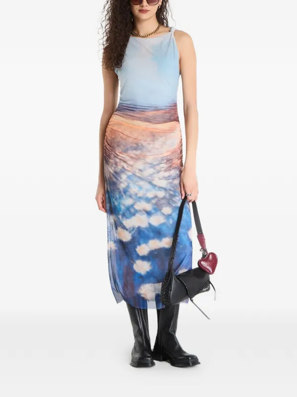 desigual blue dress Desigual, Long floral dress, Women, Polyester, Blue, S