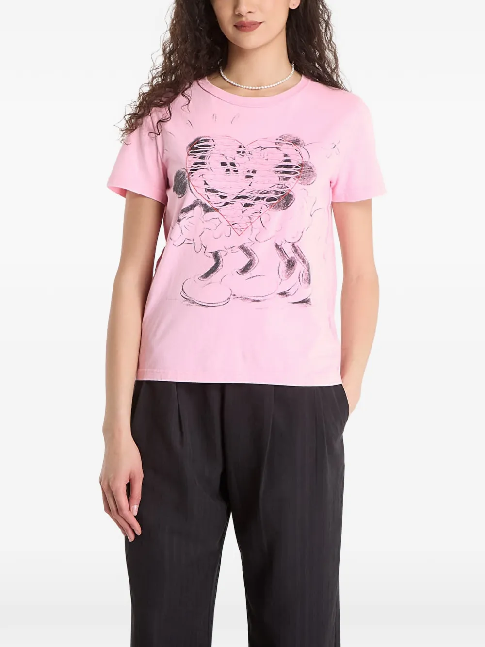 Desigual heart-print short-sleeve T-shirt - Rosa