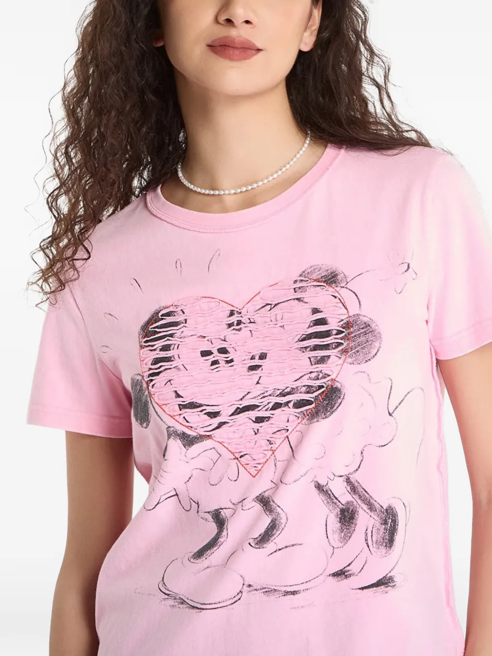 Desigual T-shirt met hartprint Roze