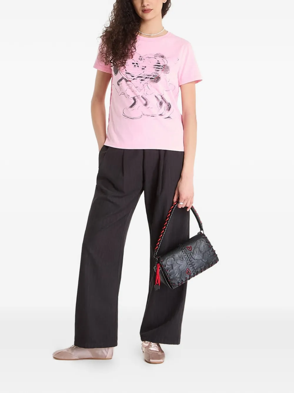 Desigual T-shirt met hartprint Roze