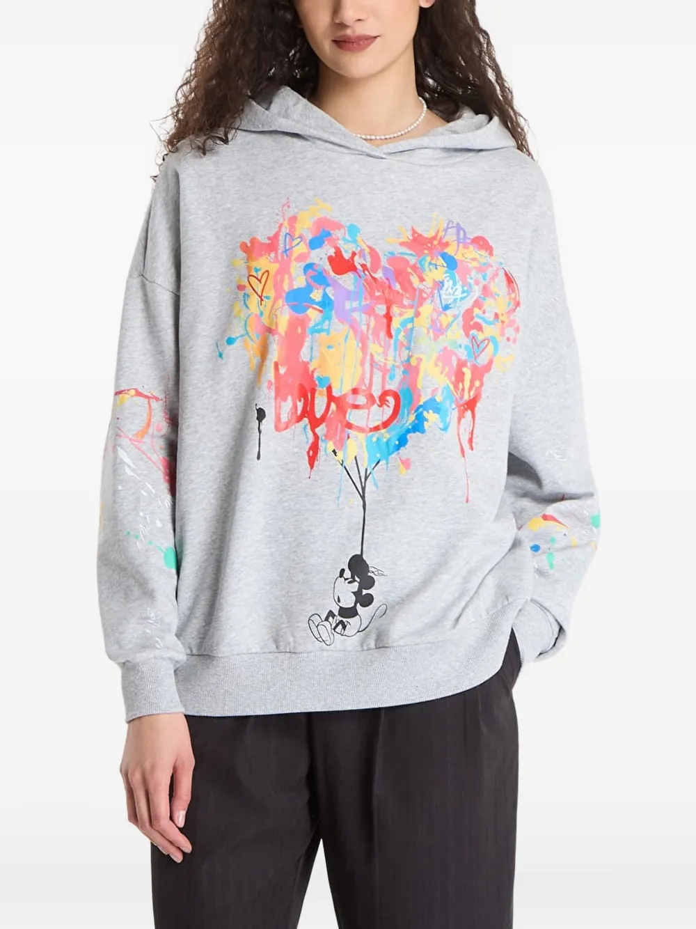 Desigual x Disney Mickey Mouse graphic-print hoodie - Grigio