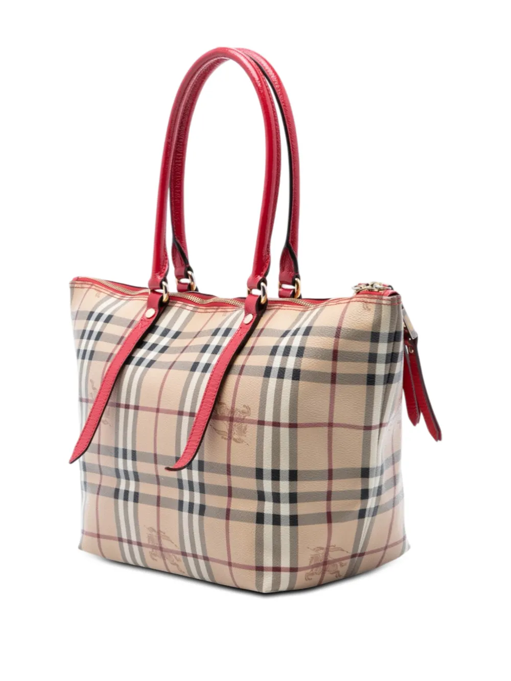  Burberry Pre-owned Borsa Tote Salisbury Con Motivo Haymarket Check Piccola In Tela Cerata 2000-2017 - Toni Neutri 