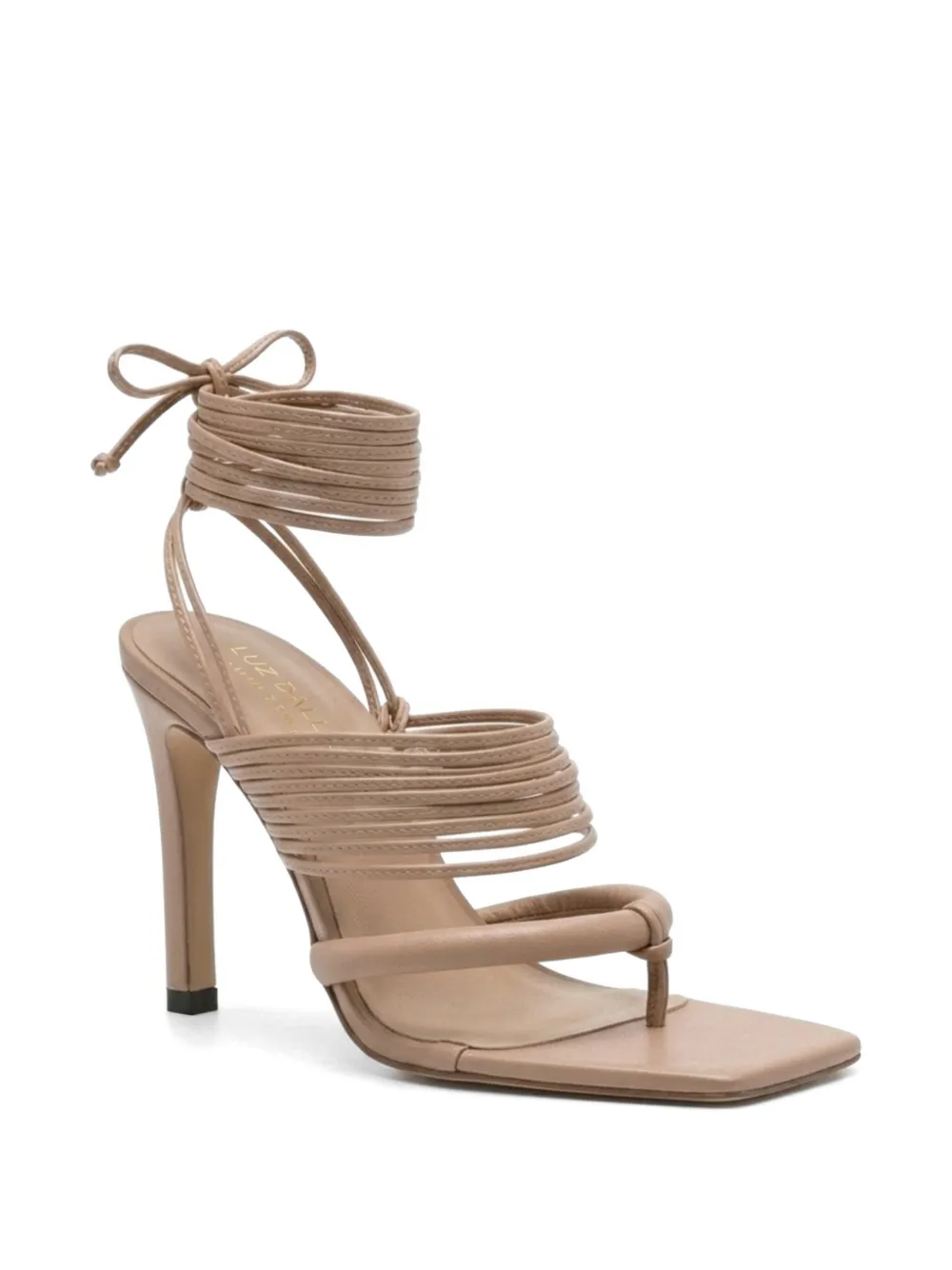 Amir Slama Sandalen met meerdere bandjes en striksluiting Beige