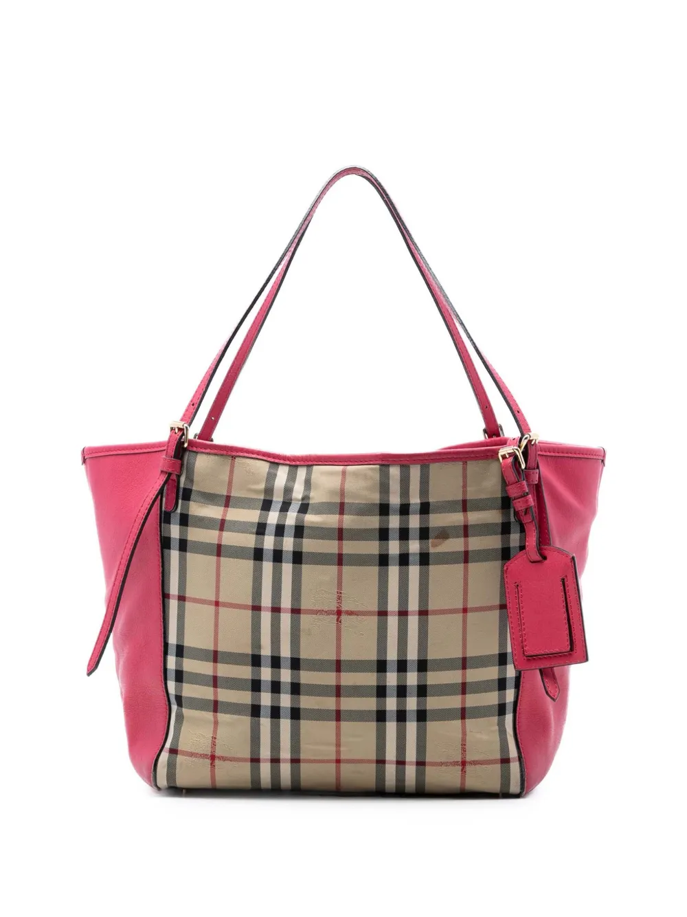 Burberry Pre-Owned 2000-2017 Small Haymarket Check Canvas and Leather Canterbury tote bag - Rosa